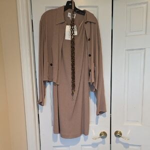 Emanuel Ungaro Tan Dress and Jacket Set
